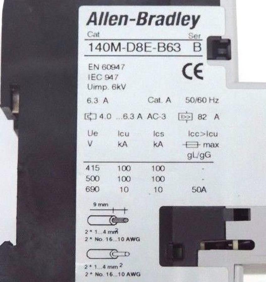 Used ALLEN BRADLEY 100-C09D*10 CONTACTOR SER A W/ 140M-D8E-B63 MOTOR PROTECTOR SER B