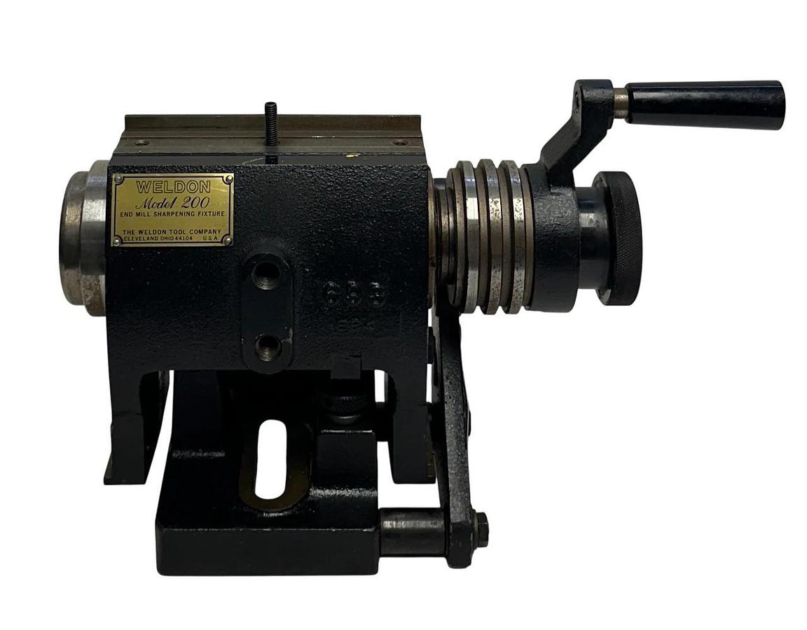 Used THE WELDON TOOL COMPANY MODEL 200 END MILL SHARPENING FIXTURE AIRFLOW USNP
