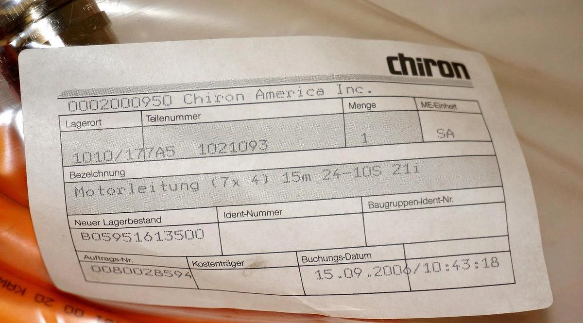 Used NEW CHIRON B0.595.161.35.00 SERVICE MOTOR CABLE (7X4.0) 7 POLE CONN.