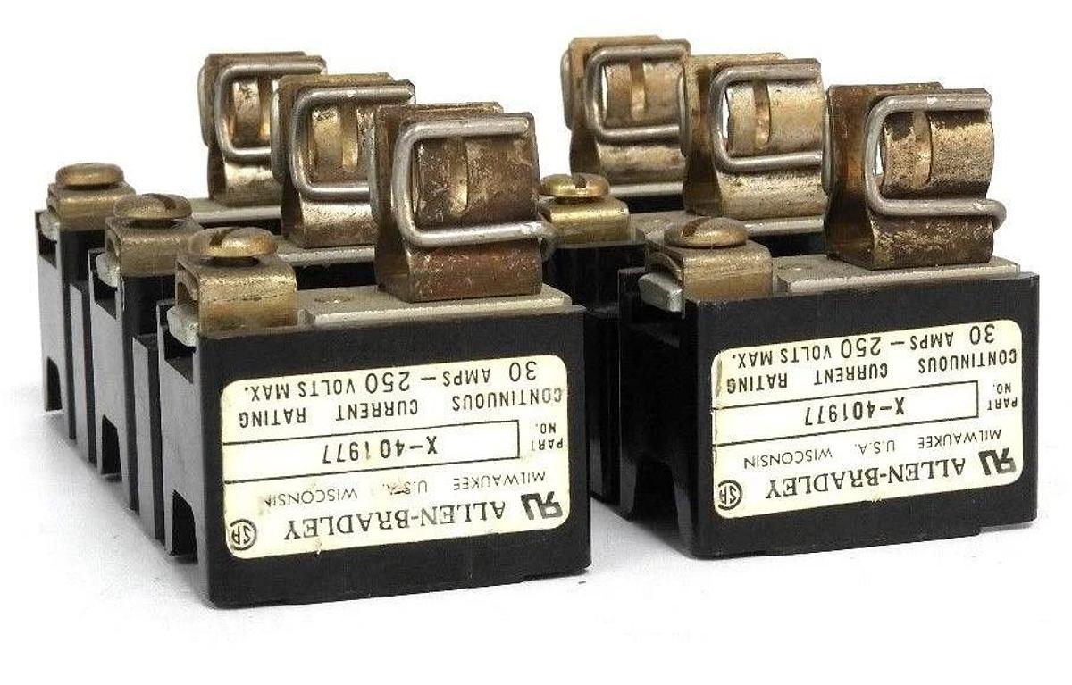 Used LOT OF 2 ALLEN BRADLEY X-401977 FUSE HOLDERS 30A, 250V, X401977