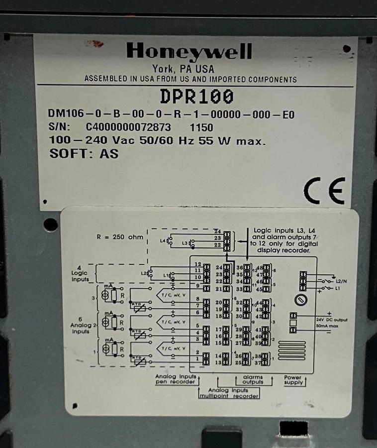 Used For Parts HONEYWELL DM106-0-B-00-0-R-1-00000-000-E0 / DPR100 RECORDER 100-240VAC