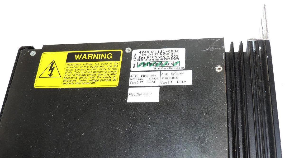 Used ATLAS COPCO 4240-0311-80 SERVO CONTROLLER QMS-340-15, 4240031181-0004, QMS34015