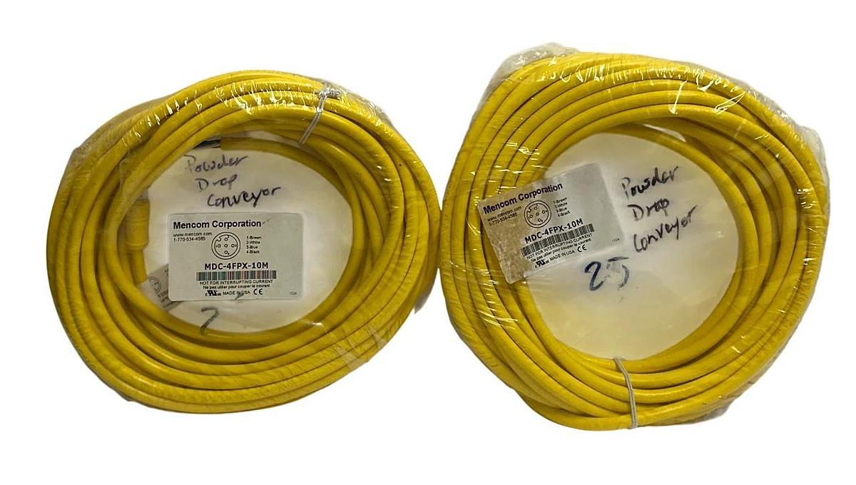 Used 2 MENCOM MDC-4FPX-10M / MDC4FPX10M MDC CORDSETS 4-POLE FEMALE STRAIGHT 10M NSFS