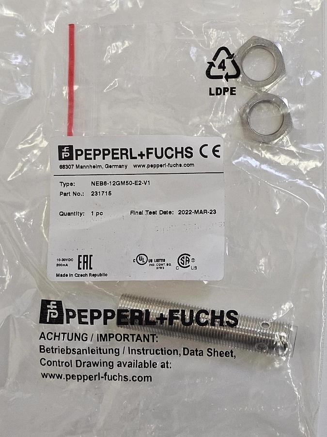 Used NEW PEPPERL+FUCHS NEB6-12GM50-E2-V1 PROXIMITY SENSOR P/N: 231715