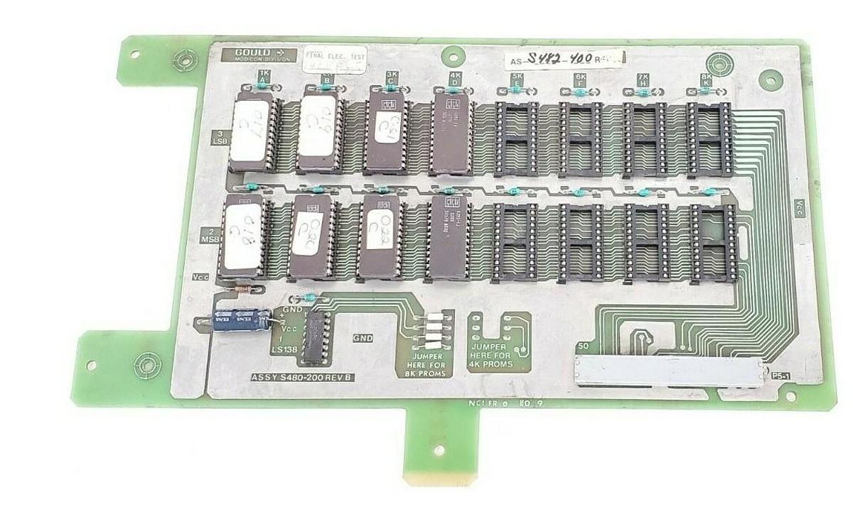 Used GOULD MODICON ASSY S480-200 REV. B PCB MEMORY CPU MODULE S482-400