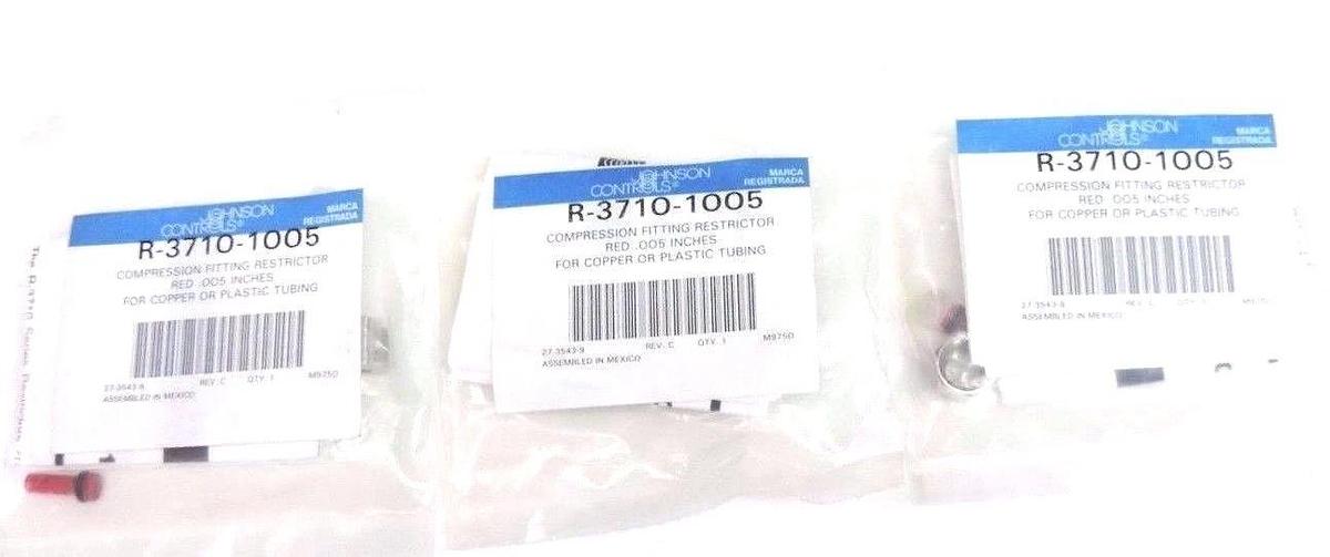 Used LOT OF 3 NEW JOHNSON CONTROLS R-3710-1005 COMPRESSION FITTING RESTRICTORS