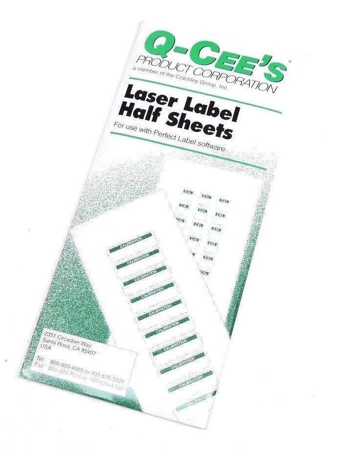Used NEW Q-CEES L05BK BLACK 1/2" X 1/2" LASER LABEL HALF SHEETS 660 LABELS TOTAL