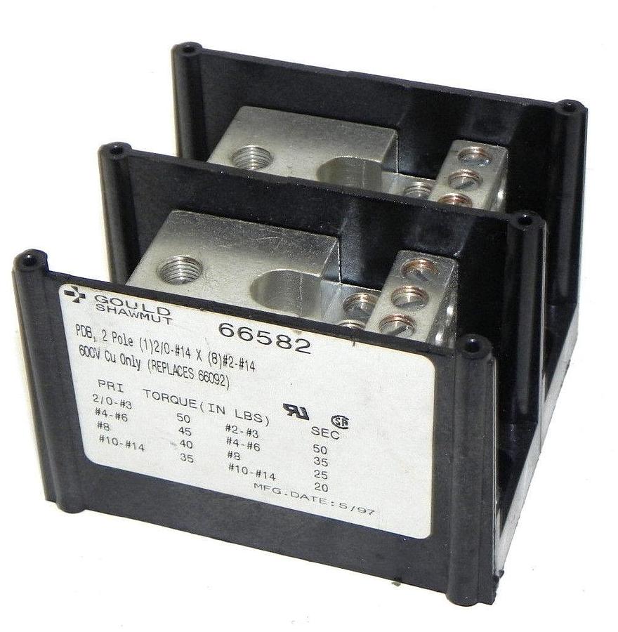 Used GOULD SHAWMUT 66582 POWER DISTRIBUTION BLOCK 2POLE