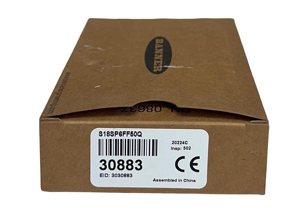 BANNER S18SP6FF50Q / 30883 EZ-BEAM PHOTOELECTRIC SENSOR 10-30VDC 50mm NSMP
