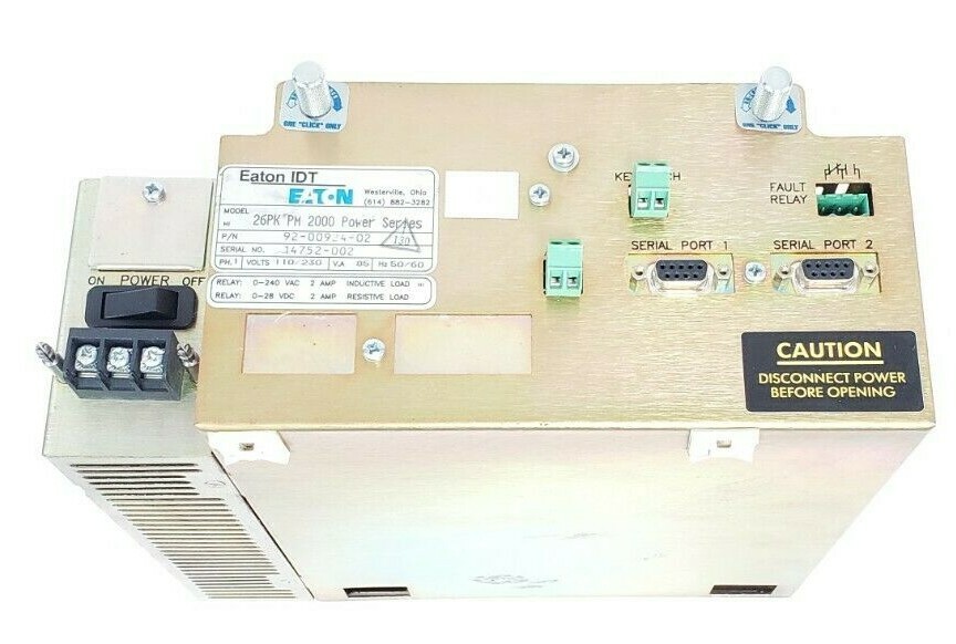 Used EATON IDT 26PK PM 2000 POWER SERIES CONTROL MODULE 92-00924-02 110/230V 85VA 1PH
