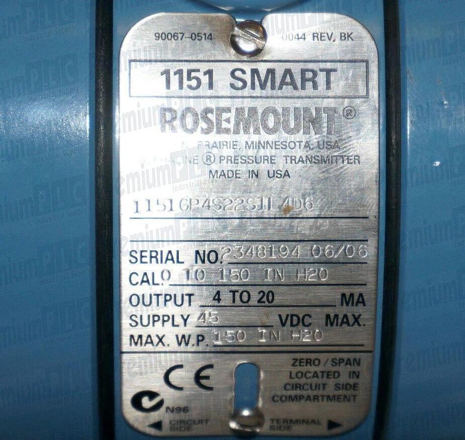 Rosemount 1151 Pressure Transmitter 1151GP4S22S1L4D6 w/ 01151-0948-0002 NSNP
