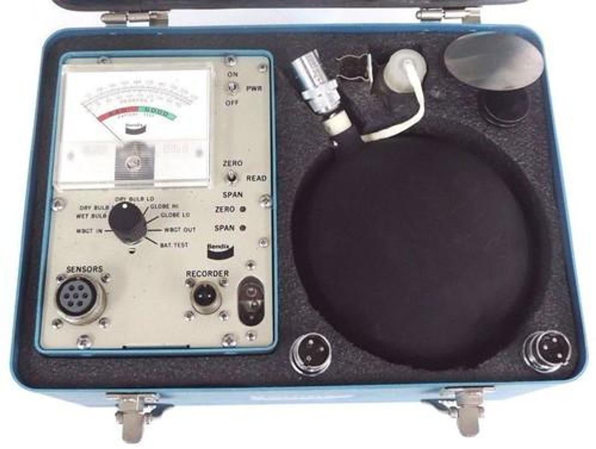 Used BENDIX WBGT HEAT STRESS MONITOR PART NO 2417352-0004 W/ WET BULB GLOBE