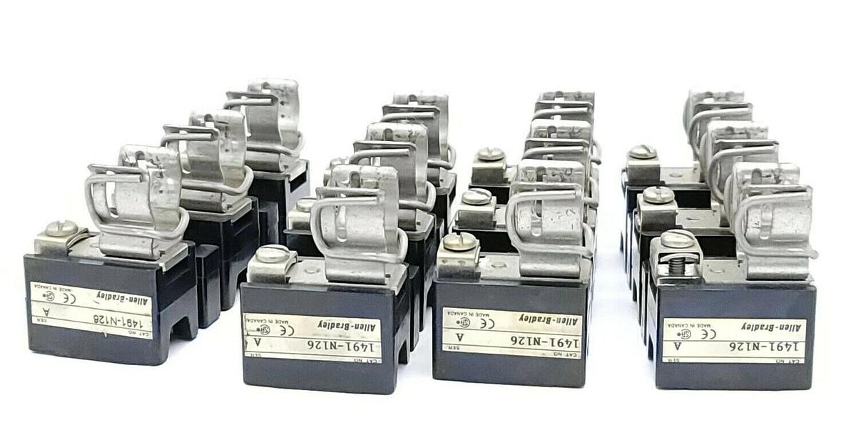 Used LOT OF 4 ALLEN BRADLEY 1491-N126 FUSE BLOCKS 30AMP 3OLE 600V SER. A