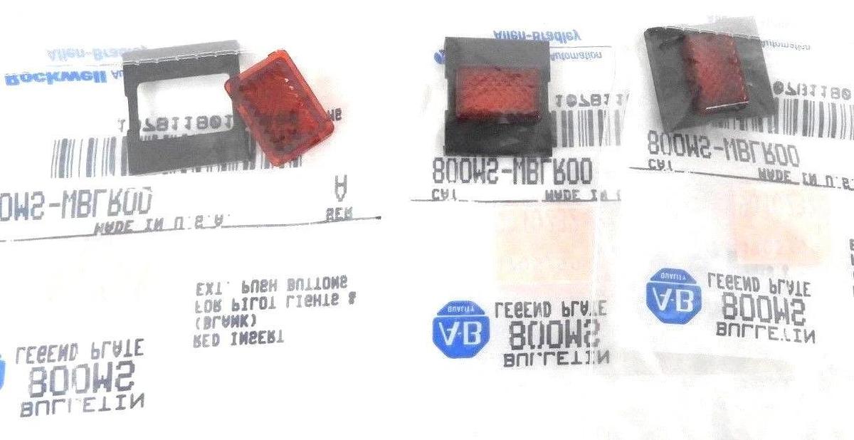 Used LOT OF 3 NEW ALLEN BRADLEY 800MS-WBLR00 RED INSERT (BLANK) SER. A, 800MSWBLR00
