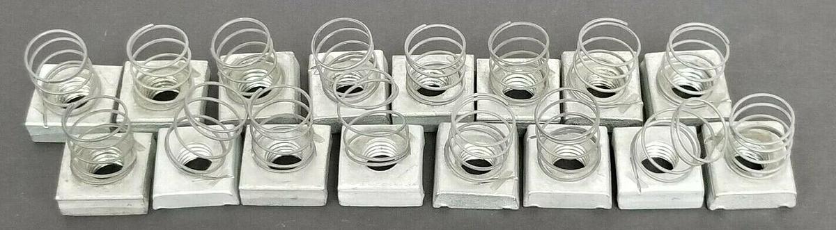 LOT OF 16 NEW GENERIC 2175713 SPRING NUTS, 32 X 33 X 10MM BASE, 2.5-3CM SPRING