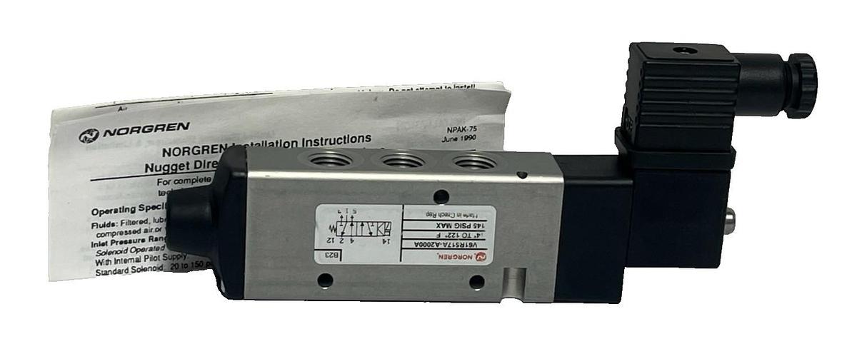 Norgren V61R517A-A2000A Solenoid Valve V61R Series w/ Instructions New Surplus