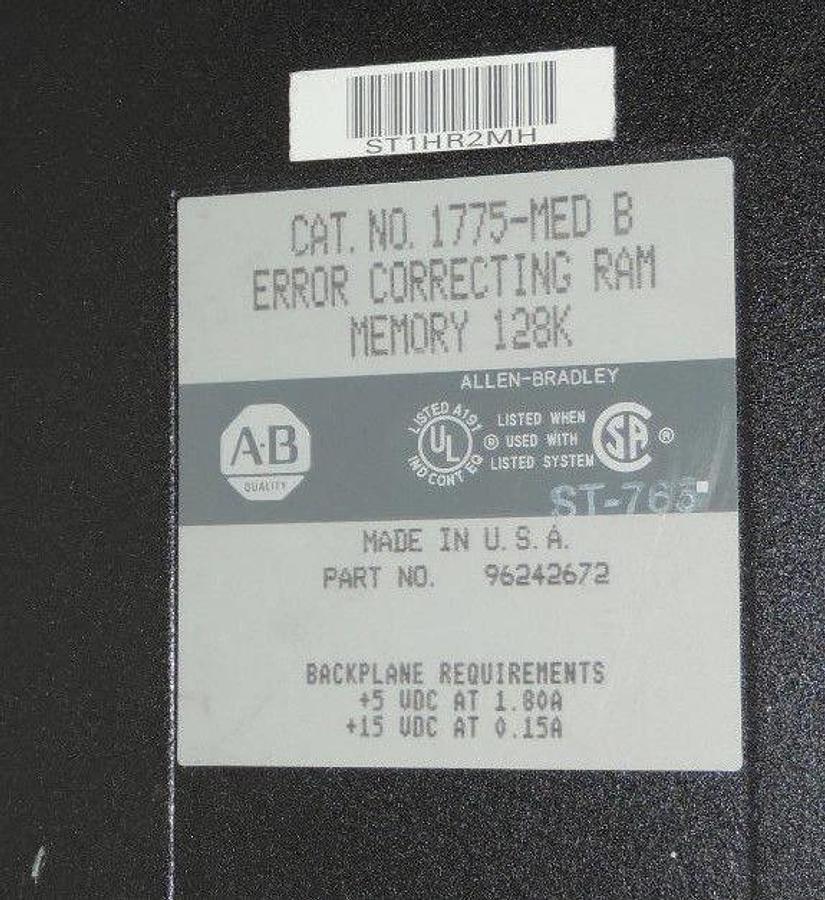 Used ALLEN BRADLEY 1775-MED B ERROR CORRECTING RAM 128K 96242672 1775MEDB
