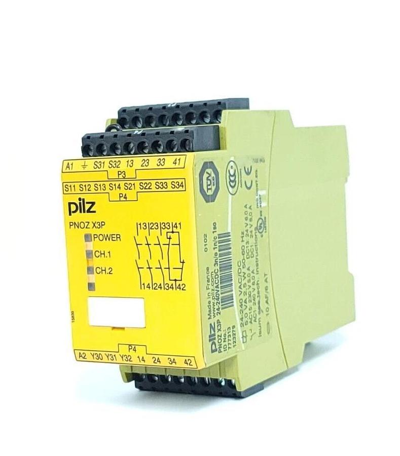 Used PILZ PNOZ X3P 24-240VACDC 3n/o 1n/c 1so SAFETY RELAY 777313 PNOZX3P