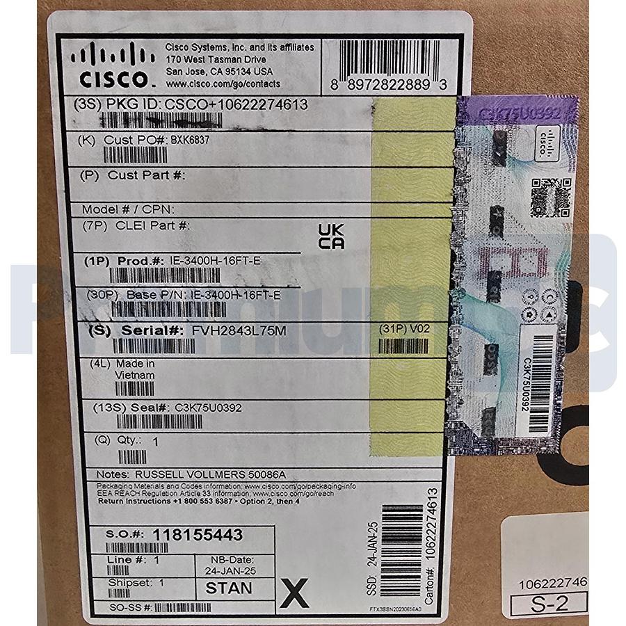 Cisco Catalyst IE3400 | IE-3400H-16FT-E Heavy Duty Ethernet Switch 16-Port NSFS