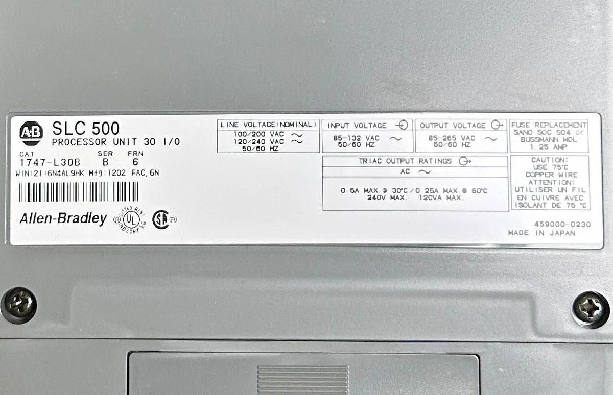 ALLEN BRADLEY 1747-L30B /B SLC500 PROCESSOR UNIT 30 I/O CONTROLLER NSMP