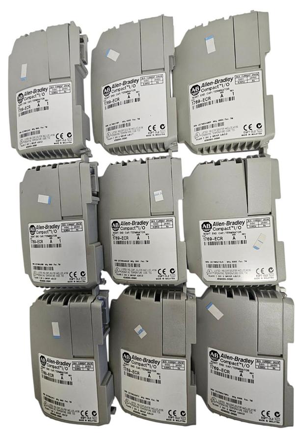 Used LOT OF 9 ALLEN BRADLEY 1769-ECR COMPACT I/O RIGHT END CAPS SER. A REV. 1