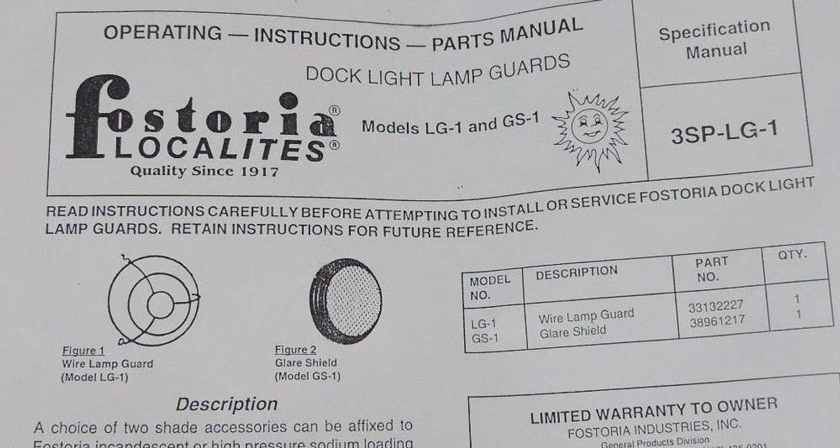 NIB FOSTORIA LOCALITES GS-1 GLARE SHIELD P/N 38961217