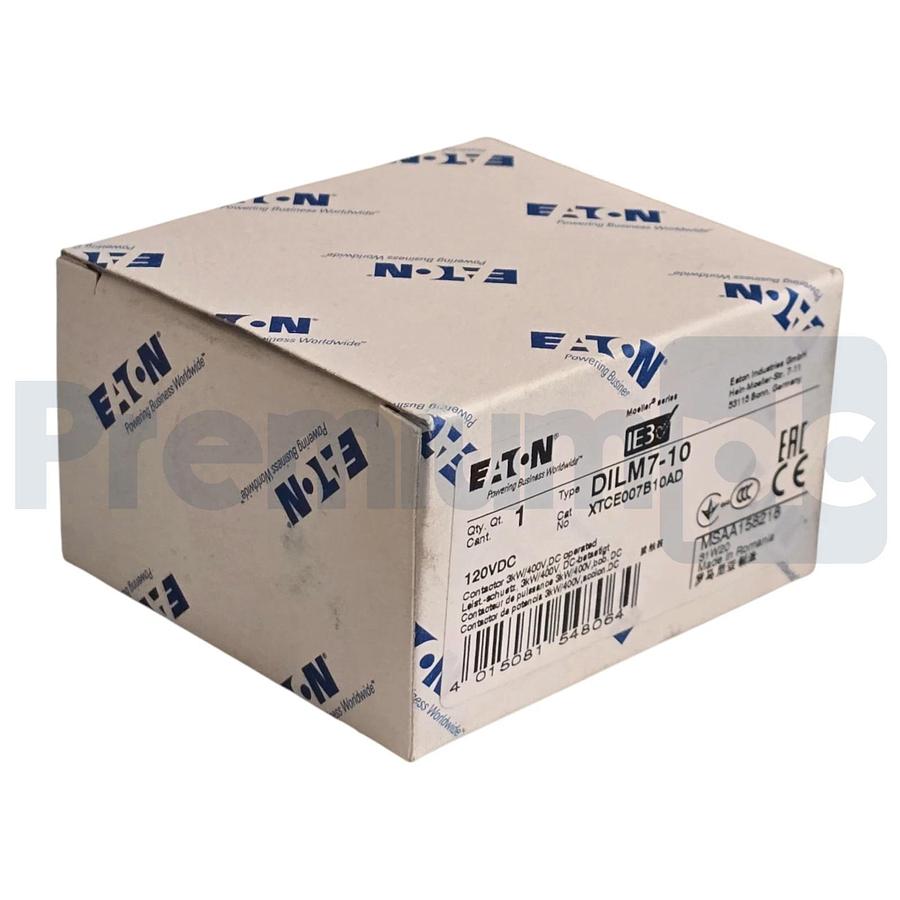 EATON XTCE007B10AD - DILM7-10 XT IEC CONTACTOR 7A, 120V DC COIL, 3P DILM710 NSMP
