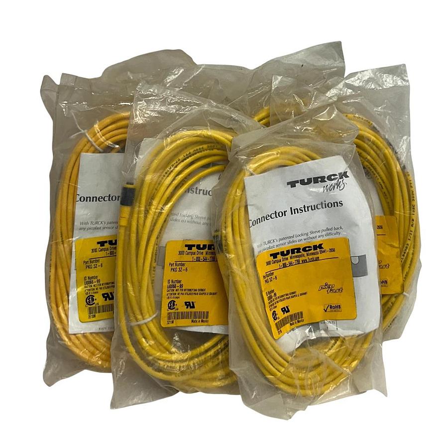 Used 9 TURCK PKG 3Z-6 / U0066-99 PICOFAST SNAP-ON CORDSETS 125V 4A PKG3Z6 NSFS
