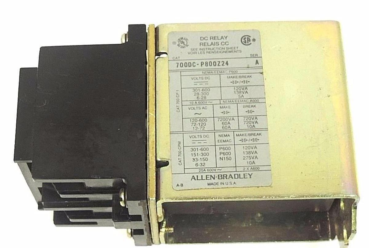 Used ALLEN BRADLEY 700DC-P800Z24 DC RELAY 700DCP800Z24, SER. A, 24V DC, PD714 COIL