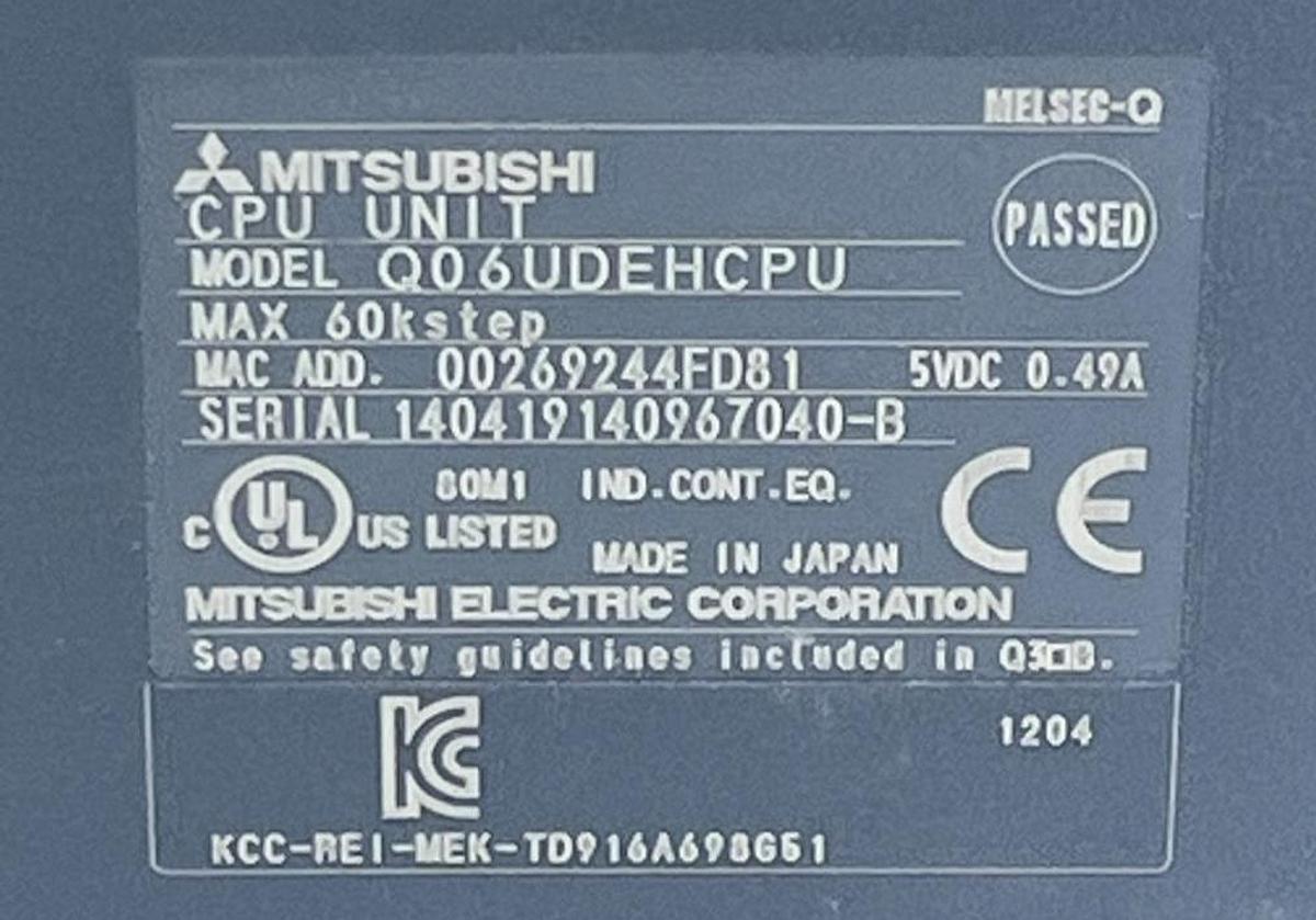 Used Mitsubishi Q06UDEHCPU Universal Model Q PLC CPU 60K Steps Ethernet High-Speed