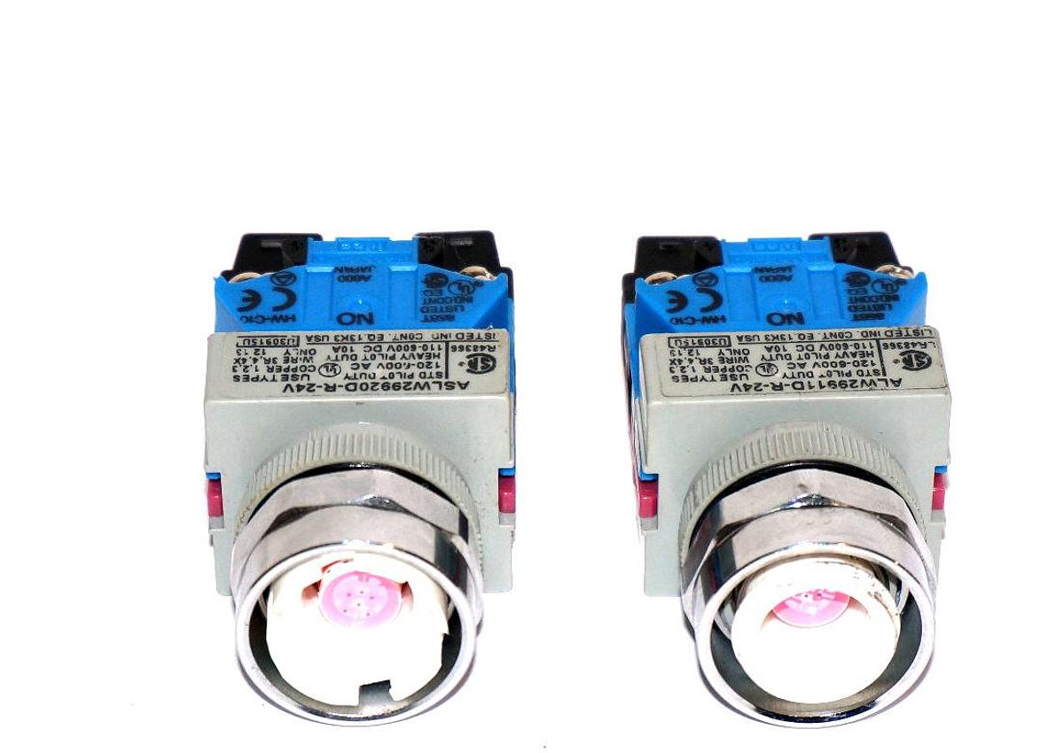 Used LOT OF 2 IDEC ASLW29920D-R-24V SELECTOR SWITCHS ASLW29920DR24V
