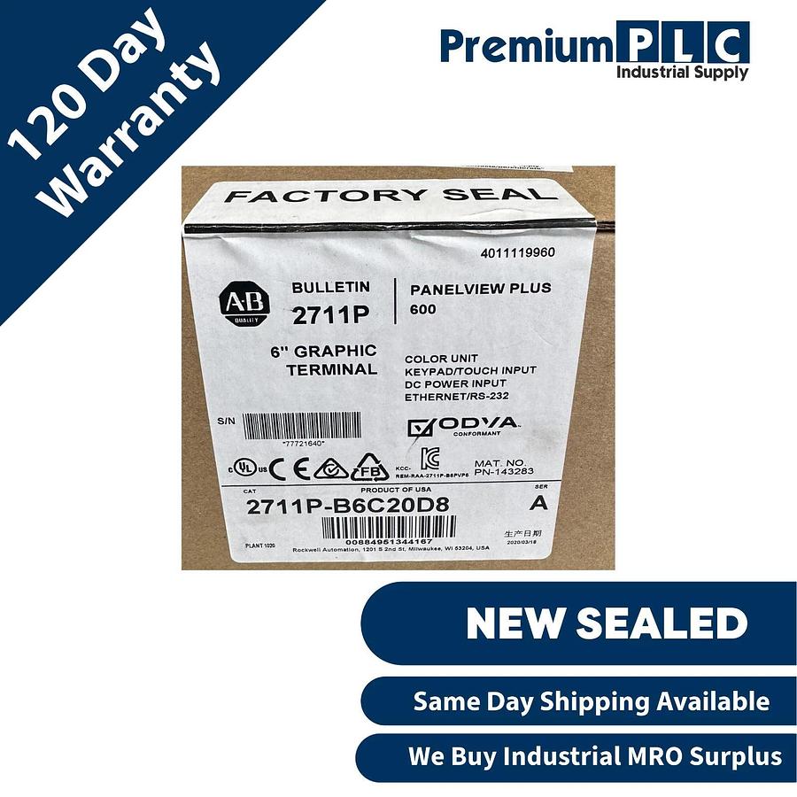 Used NEW SEALED ALLEN BRADLEY 2711P-B6C20D8 /A PanelView Plus 600 COLOR Enet/RS232