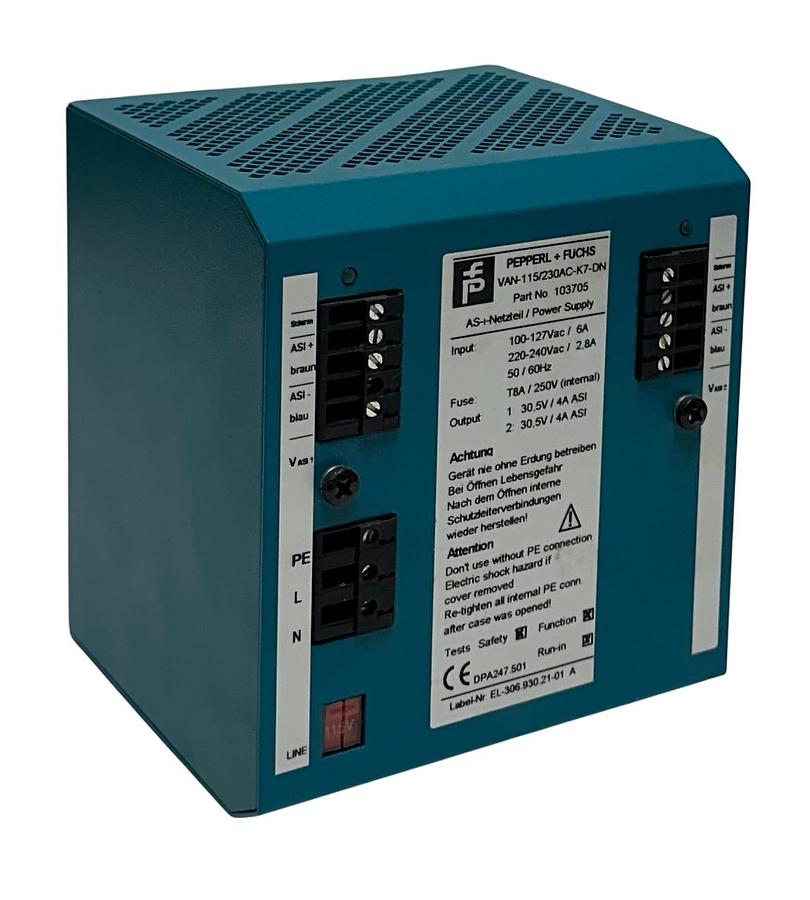 Used PEPPERL+FUCHS VAN-115/230AC-K7-DN / 103705 POWER SUPPLY 100-240VAC INPUT USNP