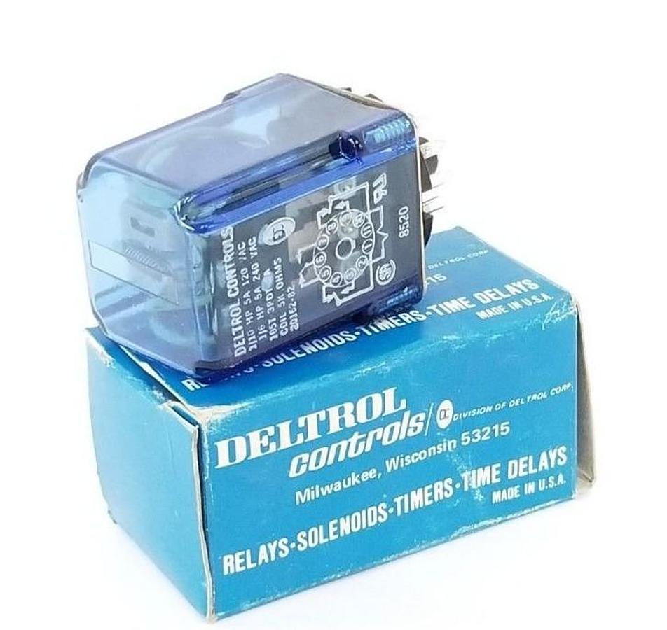 NIB DELTROL CONTROLS 60162-82 RELAY 6016282, 3PDT, 5A, COIL 5K OHMS