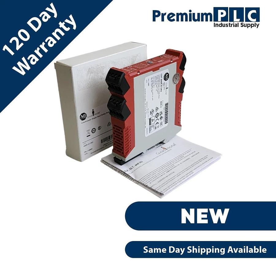 Used NEW ALLEN BRADLEY 440R-S13R2 /A GUARDMASTER SINGLE INPUT SAFETY RELAY F/W 2.01