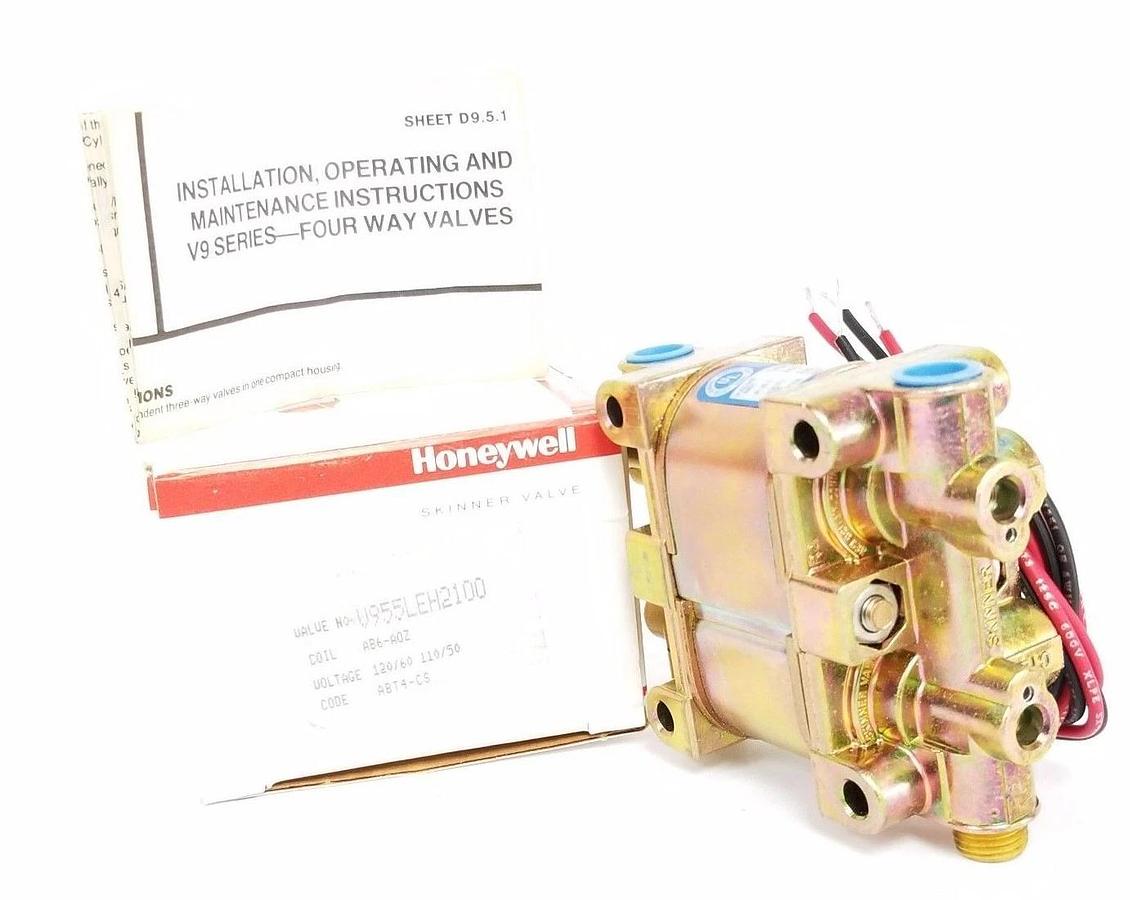 Used NIB HONEYWELL SKINNER VALVE V955LEH2100 COIL: AB6-A0Z, 120/60 110/50