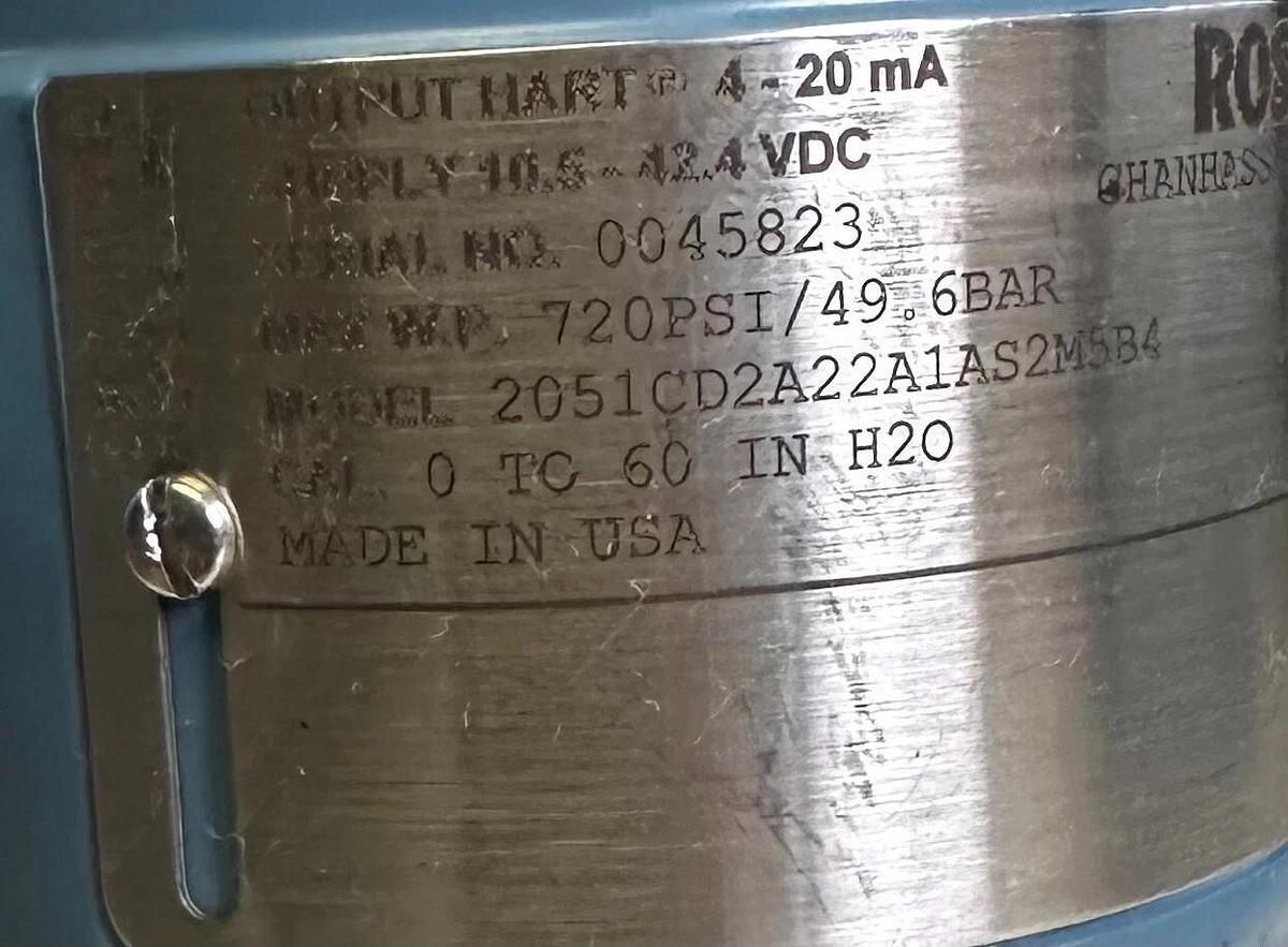 Used ROSEMOUNT 2051CD2A22A1AS2M5B4 HART SMART PRESSURE TRANSMITTER 4-20mA 5072864