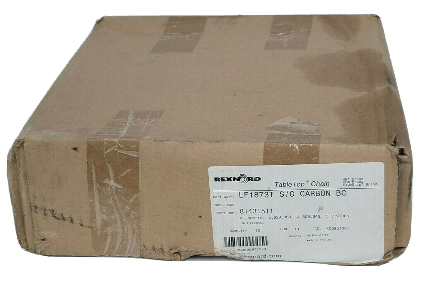NIB REXNORD 81431511 LF1873T S/G CARBON BC TABLE TOP CHAIN W: 3.75" PITCH 1.5"