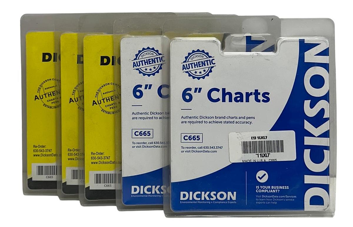 Used 300 DICKSON C665 / 1LXL7 6'' REPLACEMENT CIRCULAR PAPER CHARTS 0-7 DAYS NSMP