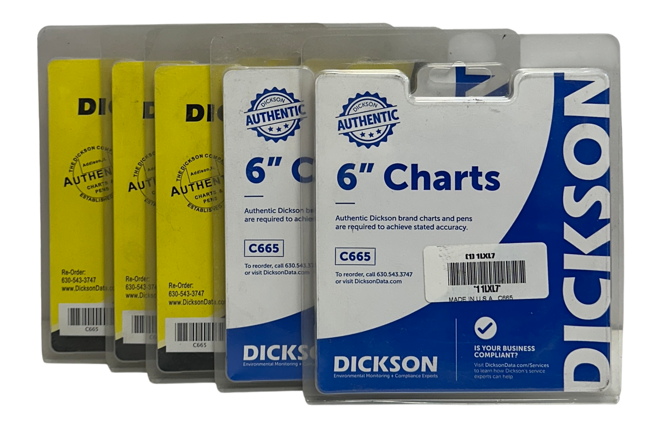 Used 300 DICKSON C665 / 1LXL7 6'' REPLACEMENT CIRCULAR PAPER CHARTS 0-7 DAYS NSMP