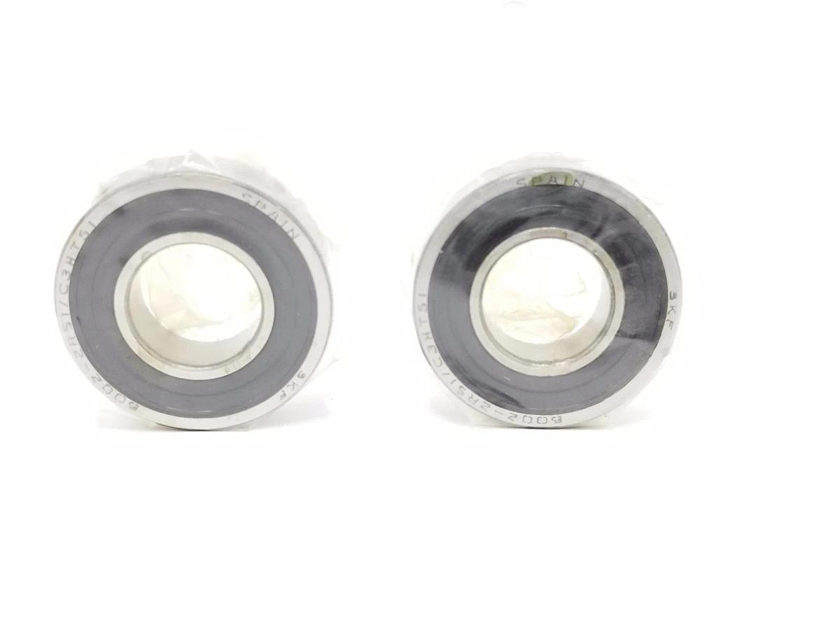 LOT OF 2 NEW SKF 6002-2RS1/C3HT51 BEARINGS 15X32X9MM, 60022RS1C3HT51