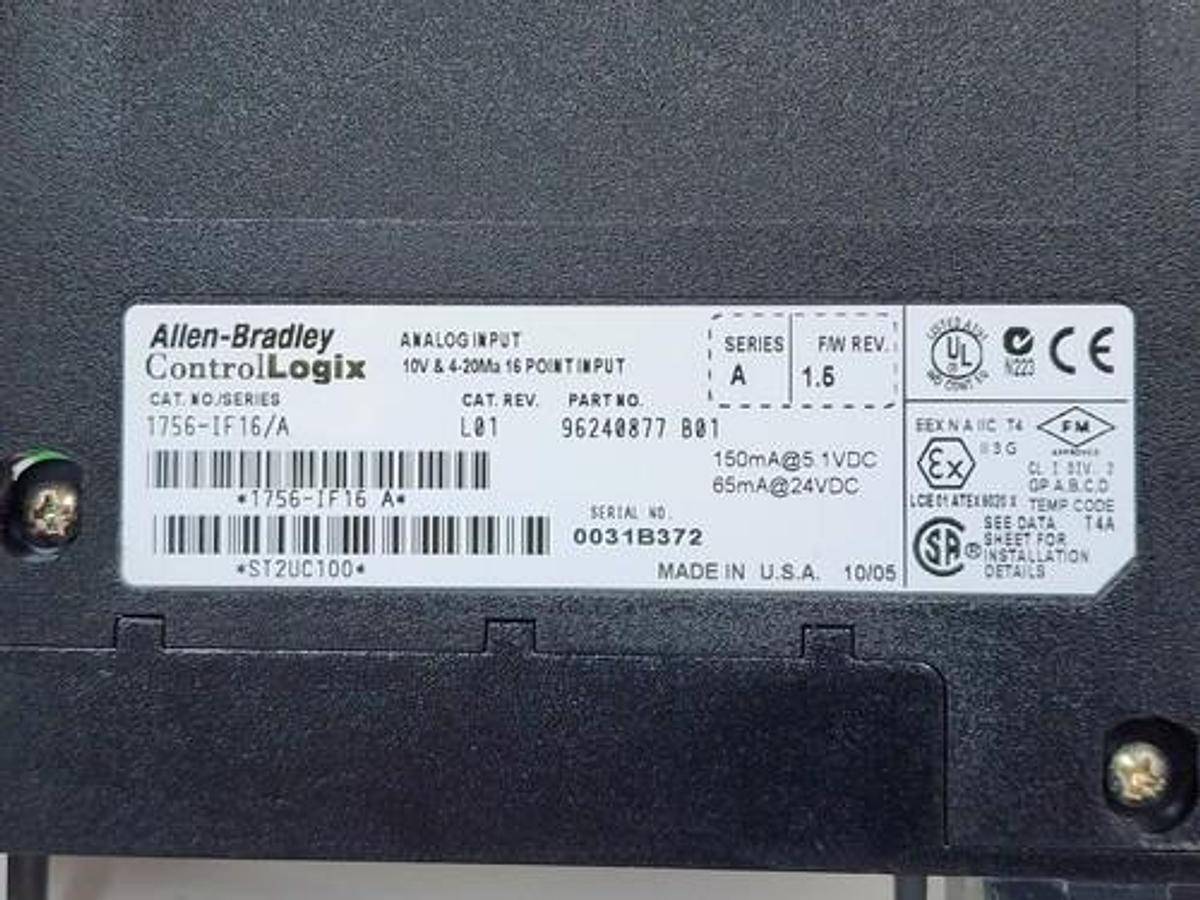Used ALLEN BRADLEY 1756-IF16 /A CONTROLLOGIX ANALOG INPUT MODULE F/W 1.5 1756IF16
