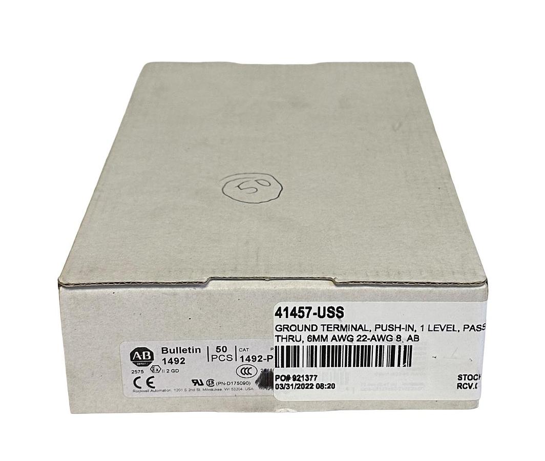 Used 50 NEW ALLEN BRADLEY 1492-PG6 /A TERMINAL BLOCKS 6mm GROUND FEED PUSH-IN 1492PG6