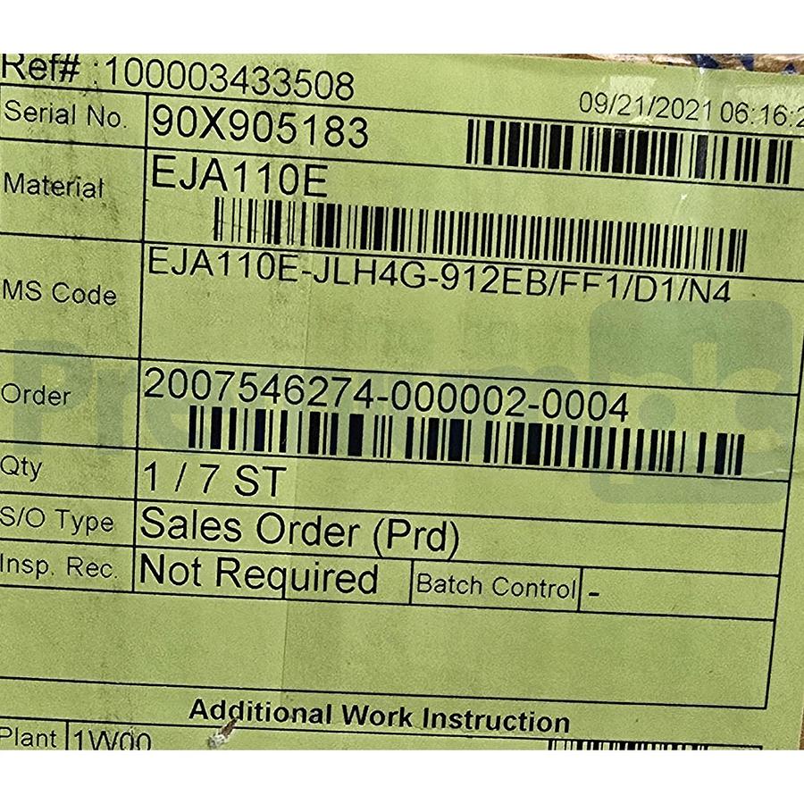 Yokogawa EJA110E DPharp Pressure Transmitter HART EJA110E-JLH4G-912EB/FF1/D1/N4