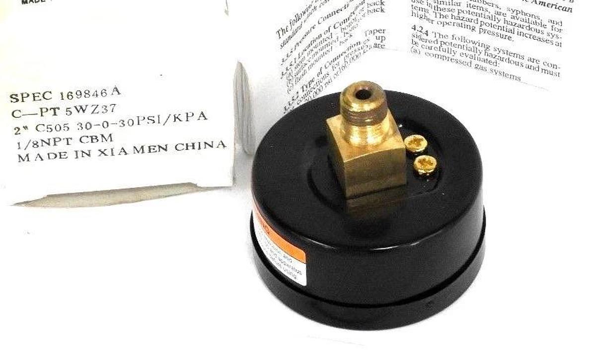 NIB GRAINGER C-PT5WZ37 PRESSURE GAUGE 2" 30-0-30 PSI/KPA, CPT5WZ37