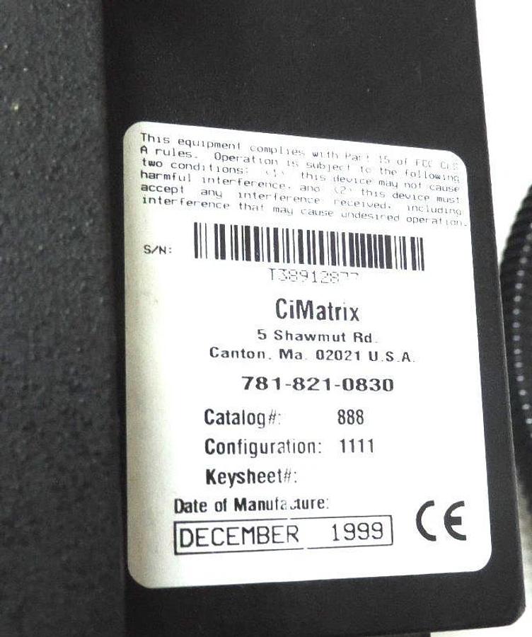 Used CIMATRIX CAT # 888 INTERFACE BOX CONFIGURATION 1111