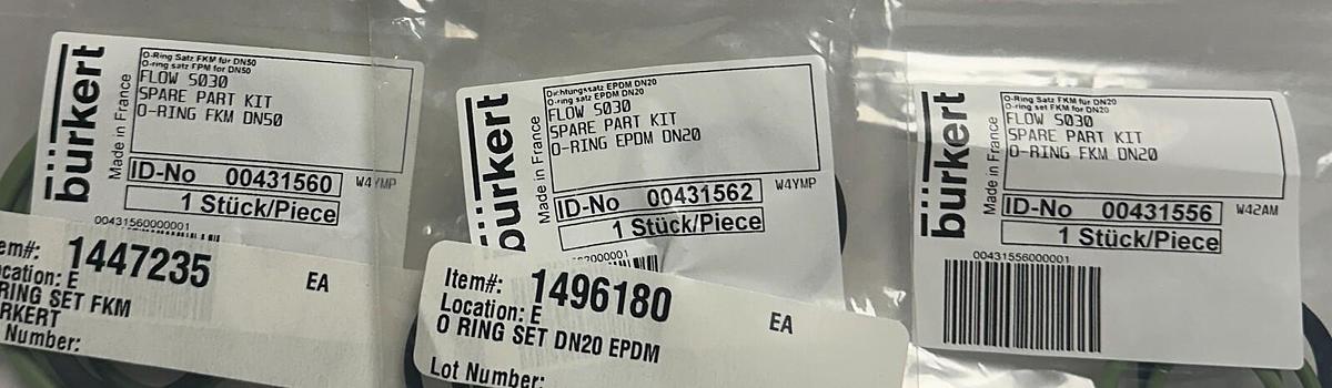 3 BURKERT FLOW S030 SPARE PART KIT O-RING FKM/EPDM 431560 / 431556 / 431562 NSMP