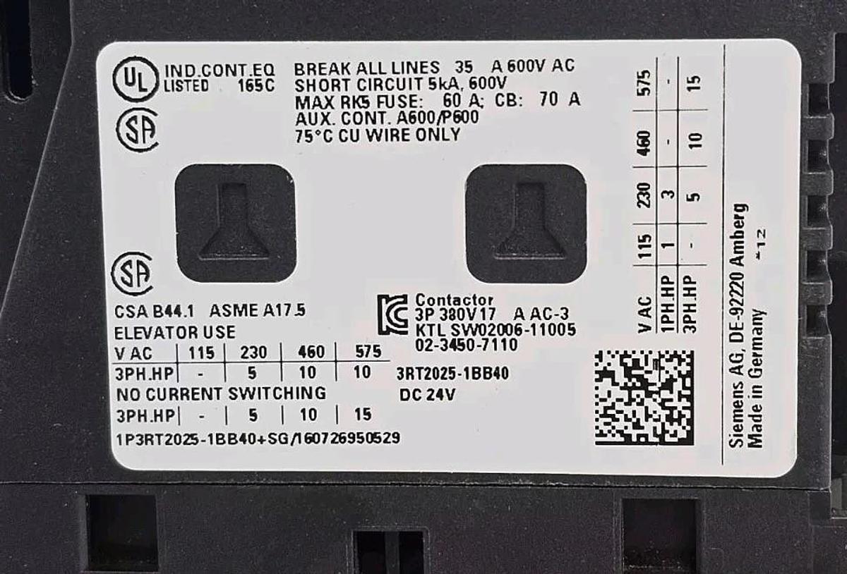 Used NIB SIEMENS 3RT2025-1BB40 CONTACTOR 3RT20251BB40