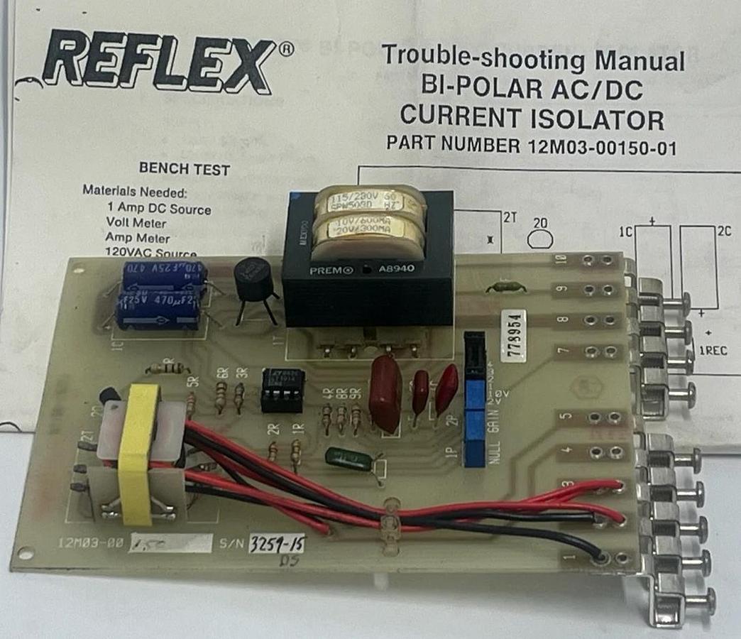 Reflex 12M03-00150-01 Bi-Polar AC/DC Current Isolator | Series 200 | Industrial