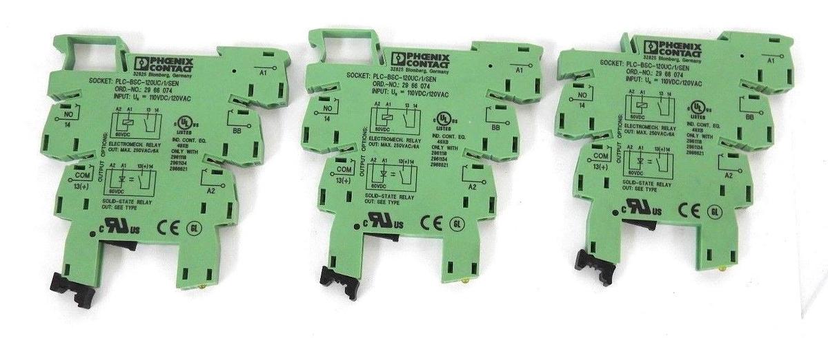 Used LOT OF 3 PHOENIX CONTACT PLC-BSC-120UC/1/SEN ART. NR. 2966074